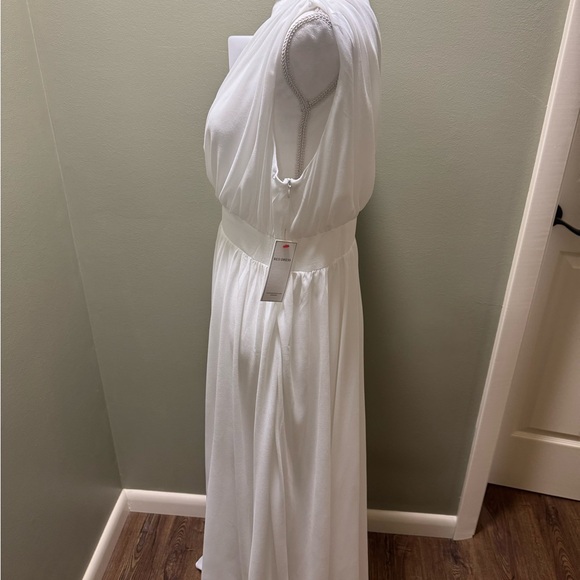 NWT White One-Shoulder Maxi Dress by Aura, Size Large - Picture 6 of 13